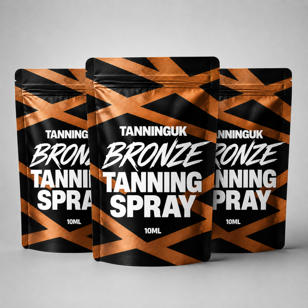 Three 10ml pouches of TanningUK Bronze Tanning Spray.
